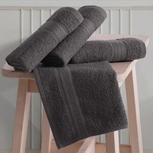 REGAL RUBY, 6 Piece Towel Set, 2 Bath Towels 2 Hand Towels 2 Washcloths, Soft and Absorbent, 100% Turkish Cotton Towels for Bathroom and Kitchen Shower Towel, Grey