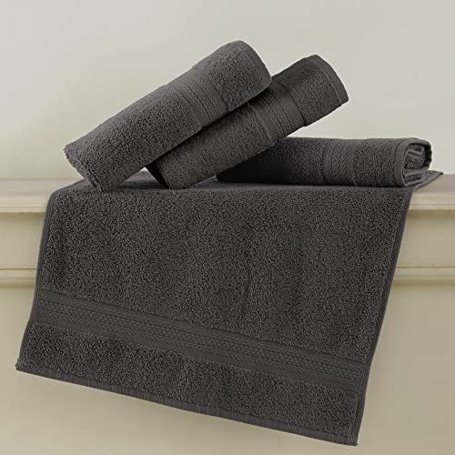 REGAL RUBY, 6 Piece Towel Set, 2 Bath Towels 2 Hand Towels 2 Washcloths, Soft and Absorbent, 100% Turkish Cotton Towels for Bathroom and Kitchen Shower Towel, Grey