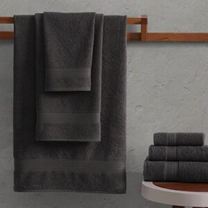 REGAL RUBY, 6 Piece Towel Set, 2 Bath Towels 2 Hand Towels 2 Washcloths, Soft and Absorbent, 100% Turkish Cotton Towels for Bathroom and Kitchen Shower Towel, Grey