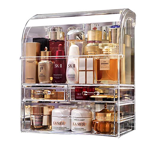 MOOCHI Professional Large Cosmetic Makeup Organizer Dust Water Proof Cosmetics Storage Display Case with Drawers