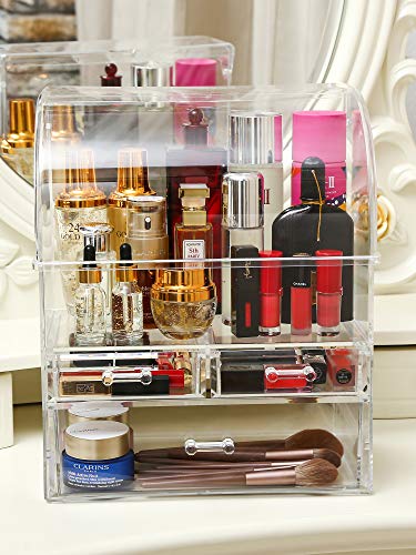 MOOCHI Professional Large Cosmetic Makeup Organizer Dust Water Proof Cosmetics Storage Display Case with Drawers