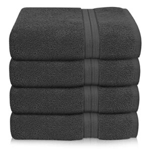 keepoz 4 piece bath towels set, premier cotton 600gsm, (30x54 inches) extra large, lightweight, and highly absorbent quick drying luxury bath towels set for bathroom, gym, spa and hotel (grey)