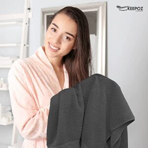 KEEPOZ 4 Piece Bath Towels Set, Premier Cotton 600GSM, (30x54 Inches) Extra Large, Lightweight, and Highly Absorbent Quick Drying Luxury Bath Towels Set for Bathroom, Gym, Spa and Hotel (Grey)