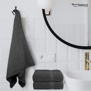 KEEPOZ 4 Piece Bath Towels Set, Premier Cotton 600GSM, (30x54 Inches) Extra Large, Lightweight, and Highly Absorbent Quick Drying Luxury Bath Towels Set for Bathroom, Gym, Spa and Hotel (Grey)