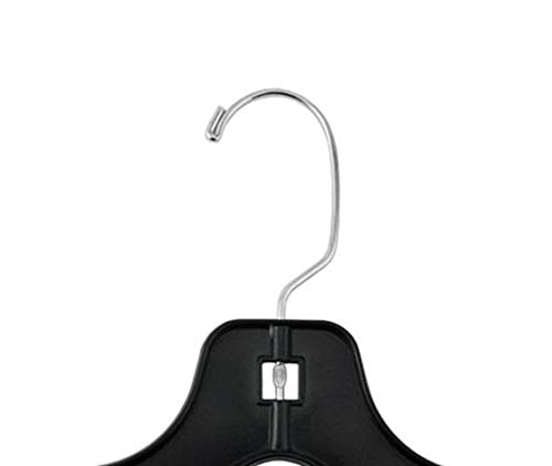 NAHANCO 2505MG Plastic Shirt Hanger, Middle Heavy Weight, 17", Black with Molded Rubber Grippers and Chrome Hook, Black (Pack of 100)