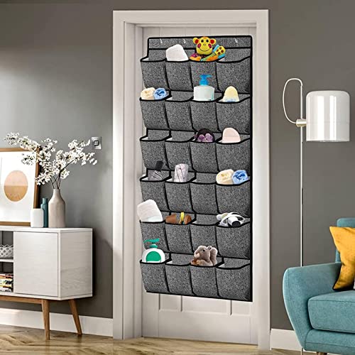 Ainichi Over Door Shoe Organizer - Over Door Hanging Shoe Holder with 24 Large Pockets & 4 Metal Hooks - Household Shoe Holder Bag Hanger for Closet Door Wall Storage