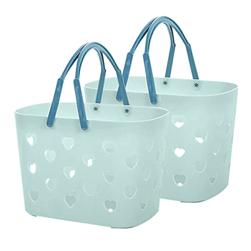 YUSAILU Shower Caddy Basket Shower Organizer Bucket Portable Pastic Storage Basket Using in Dormitory Bathroom Kitchen (Green 2)