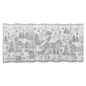 heritage lace white sleigh ride 60" x 20" 4-way mantle scarf