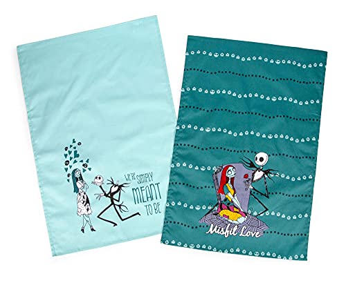 The Nightmare Before Christmas Jack and Sally Cotton Hand Towels, Set of 2 | Quick Dry Wash Cloths Bath Set Collection | Official Disney Home Decor For Kitchen, Bathroom