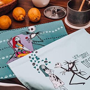 The Nightmare Before Christmas Jack and Sally Cotton Hand Towels, Set of 2 | Quick Dry Wash Cloths Bath Set Collection | Official Disney Home Decor For Kitchen, Bathroom