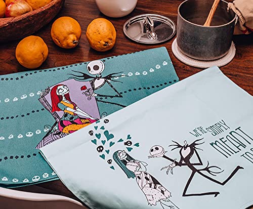 The Nightmare Before Christmas Jack and Sally Cotton Hand Towels, Set of 2 | Quick Dry Wash Cloths Bath Set Collection | Official Disney Home Decor For Kitchen, Bathroom