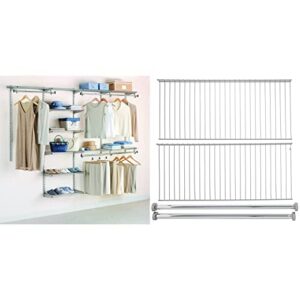 rubbermaid configurations deluxe custom closet organizer system kit, 4-to-8-foot, titanium, fg3h8900titnm & configurations add-on shelving and hanging clothes kit, titanium, 48", fg3h9200titnm
