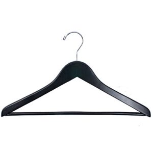 nahanco 8217chhu flat wooden suit hanger with chrome hook, 17", black (pack of 25)