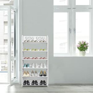 Maximize Closet Space with a Six-Tier Wood-Plastic Shoe Organizer: Stylish Decorative Shoe Stand for Home Organization and Entryway Furniture - Multifunctional Storage and Space-Saving Rack