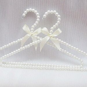 10 Pack Pearl Beads Metal Elegant Clothes Hangers Standard Hangers (White)