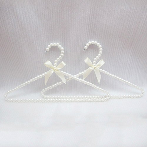 10 Pack Pearl Beads Metal Elegant Clothes Hangers Standard Hangers (White)