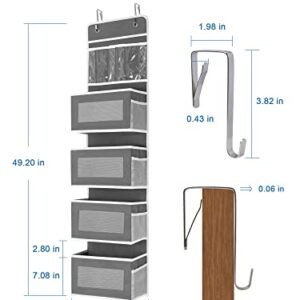 JARLINK 2 Pack 5-Shelf Over Door Hanging Organizer and 2 Pack 5-Shelf Over Door Hanging Organizer, Foldable Wall Mount 4 Big Pocket Storage with PVC Clear Window