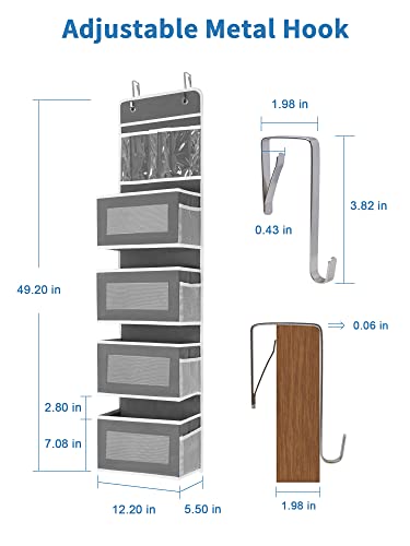 JARLINK 2 Pack 5-Shelf Over Door Hanging Organizer and 2 Pack 5-Shelf Over Door Hanging Organizer, Foldable Wall Mount 4 Big Pocket Storage with PVC Clear Window