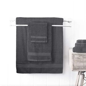 GLAMBURG Ultra Soft 8-Piece Towel Set - 100% Pure Ringspun Cotton, Contains 2 Oversized Bath Towels 27x54, 2 Hand Towels 16x28, 4 Wash Cloths 13x13 - Ideal for Everyday use, Hotel & Spa -Charcoal Grey