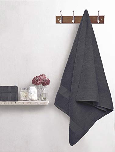 GLAMBURG Ultra Soft 8-Piece Towel Set - 100% Pure Ringspun Cotton, Contains 2 Oversized Bath Towels 27x54, 2 Hand Towels 16x28, 4 Wash Cloths 13x13 - Ideal for Everyday use, Hotel & Spa -Charcoal Grey