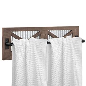 Autumn Alley Farmhouse Rustic Towel Rack Holder - Wood Towel Rack - Farmhouse Towel Holder for Rustic Bathroom and Farmhouse Kitchen Style Décor - 18" Wall Mounted, Set of 2, Rustic Brown