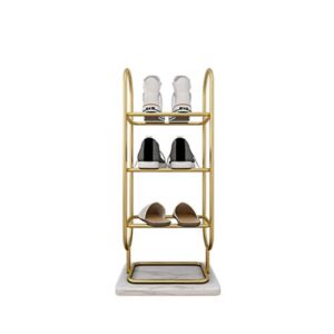 wywy shoe rack nordic light luxury iron shoe rack marble base shoe shelf multilayer home entrance living room shoe storage organizer shoes stand (color : gold white, size : 4 tier)