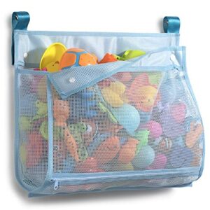 tenrai mesh bath toy organizer, （ 1 large, blue） bathtub storage bag, multi-purpose baby toys net, toddler shower caddy for bathroom, quick drying kids toy holder, yy