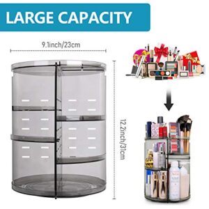 sanipoe 360 Degree Rotation Makeup Organizer Gray, Lazy Susan Cosmetics Storage Shelf Makeup Carousel Rotating Display Rack, Great for Countertop Bathroom Counter