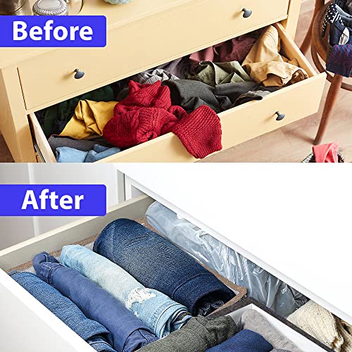 Wardrobe Clothes Organizer for Folded Clothes, Upgrade Closet Organizers With 7 Grids Clothes Folding Storage with Handle Cotton Fabric Closet Storage 2PC (Gray and Beige Cotton Material) (cotton)