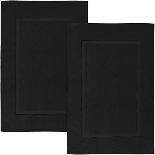 Utopia Towels Bundle Pack of 600 GSM Bath Sheet Set (2-Pack) and Banded Bath Mats (2-Pack) – 100% Ring-Spun Cotton – Highly Absorbent – Soft & Luxurious – Black