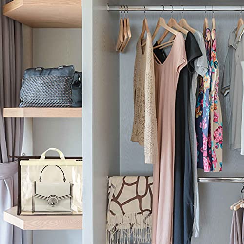 Handbag Storage Organizer 2 Pack Dust Cover Bag Transparent Anti-dust Storage Purse Organizer for Closet and Wall Shelf, with Zipper and Handle Space-saving Storage Handbag Organizer (Beige)