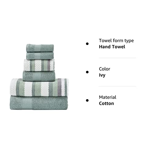 Modern Threads Pax 6-Piece Reversible Yarn Dyed Jacquard Towel Set - Bath Towels, Hand Towels, & Washcloths - Super Absorbent & Quick Dry - 100% Combed Cotton, Ivy