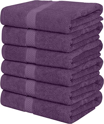 Utopia Towels [6 Pack Bath Towel Set, 100% Ring Spun Cotton (24 x 48 Inches) Medium Lightweight and Highly Absorbent Quick Drying Towels, Premium Towels for Hotel, Spa and Bathroom (Plum)