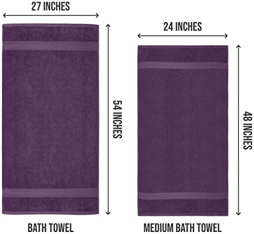 Utopia Towels [6 Pack Bath Towel Set, 100% Ring Spun Cotton (24 x 48 Inches) Medium Lightweight and Highly Absorbent Quick Drying Towels, Premium Towels for Hotel, Spa and Bathroom (Plum)