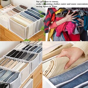 BLCMGSS 4PCS Wardrobe Clothes Organizer for Folded Clothes, 7Grids Drawer Dividers for Clothes(6.7x14.2x4.7inch,7grids,Grey)