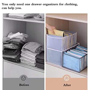 BLCMGSS 4PCS Wardrobe Clothes Organizer for Folded Clothes, 7Grids Drawer Dividers for Clothes(6.7x14.2x4.7inch,7grids,Grey)