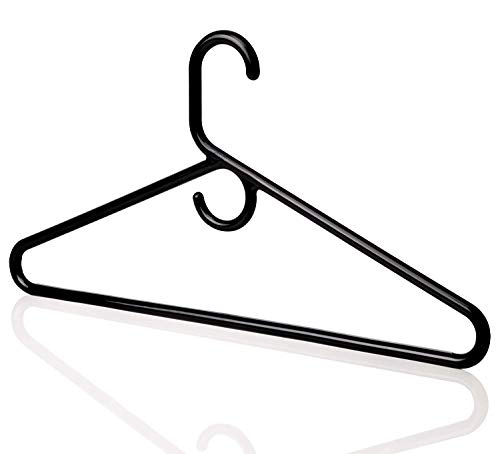 Plastic Hangers HD Heavy Duty, 16 Pcs. Black Color, Made in USA, 3/8” Thickness, Durable, Tubular, Lightweight, for Clothes, Coat, Pants, Shirts, Dress and More, TINEFF, Free and Quick delivery.