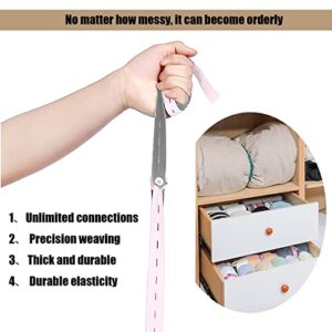 Linwnil 30Pcs Roll-up Clothes Storage Elastic Band, Adjustable Clothing Storage Strap with Button and Buttonholes, Travel Luggage Space Saver, Drawer and Closet Organizer