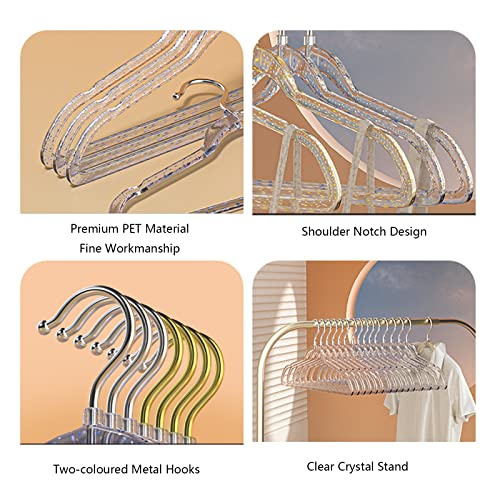 Clear Acrylic Hangers, Plastic Glitter Coat Hanger, Non-Slip Space Saving Suit Hangers Heavy Duty Clothes Hanger with Non Slip Notches ( Color : Silver+Blue )