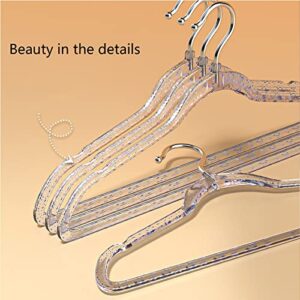 Clear Acrylic Hangers, Plastic Glitter Coat Hanger, Non-Slip Space Saving Suit Hangers Heavy Duty Clothes Hanger with Non Slip Notches ( Color : Silver+Blue )