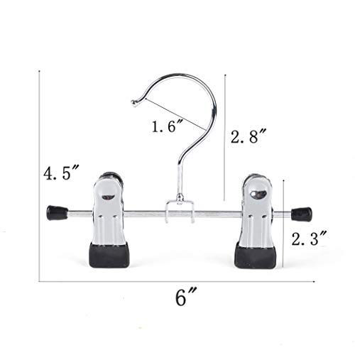Amber Home 20 Pack 6" Metal Boots Hangers with 2 Adjustable Clips, Portable Multifunctional Hangers Space Saving for Socks Hats Towels Bags, Clips Hanger for Pet Clothes and Traveling (20 Pack)