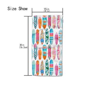 HGOD DESIGNS Surfboards Hand Towels,Watercolor Wave Tropical Surfboards Summer Beach Pattern 100% Cotton Soft Bath Hand Towels for Bathroom Kitchen Hotel Spa Hand Towels 15"X30"