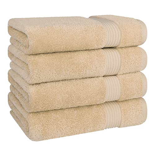 Cotton Paradise Bath Towels, 100% Turkish Cotton 27x54 inch 4 Piece Bath Towel Sets for Bathroom, Soft Absorbent Towels Clearance Bathroom Set, Sand Taupe Bath Towels