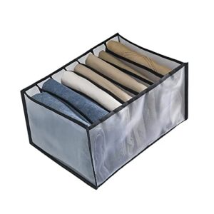 The Fleet Group [2 Pack] Wardrobe Clothes Organizer For Jeans Trousers And Pants 7 Layer Grid Washable Storage Box With Mesh Separation For Closet Drawer (White), Medium