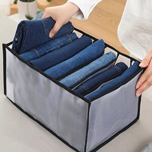 The Fleet Group [2 Pack] Wardrobe Clothes Organizer For Jeans Trousers And Pants 7 Layer Grid Washable Storage Box With Mesh Separation For Closet Drawer (White), Medium