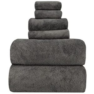 ytyc towels,39x79 inch oversized bath sheets towels for adults plush luxury extra large bath towels sets super soft quickly dry microfiber shower towels 80% polyester(charcoal grey,6)