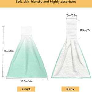 OneHoney 1PCS Hand Tie Towels for Bathroom Kitchen-Gradient White and Mint Green Decor Hanging Towel Tea Bar Dish Cloth Soft Coral Fleece Absorbent Washcloth,Abstract Minimalism Modernity