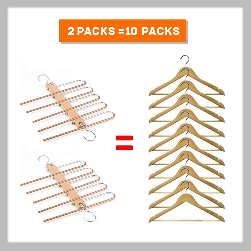 2 Pcs Pants Hangers Space Saving , Pants Rack Hangers , Foldable Hangers , Metal Layer Hanger Trouser Hanger , Multifunctional Trouser Hanger , Closet Jeans Organizer , Single Trouser Hanger.