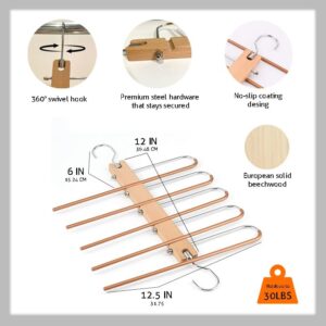 2 Pcs Pants Hangers Space Saving , Pants Rack Hangers , Foldable Hangers , Metal Layer Hanger Trouser Hanger , Multifunctional Trouser Hanger , Closet Jeans Organizer , Single Trouser Hanger.