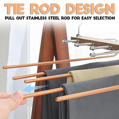 2 Pcs Pants Hangers Space Saving , Pants Rack Hangers , Foldable Hangers , Metal Layer Hanger Trouser Hanger , Multifunctional Trouser Hanger , Closet Jeans Organizer , Single Trouser Hanger.